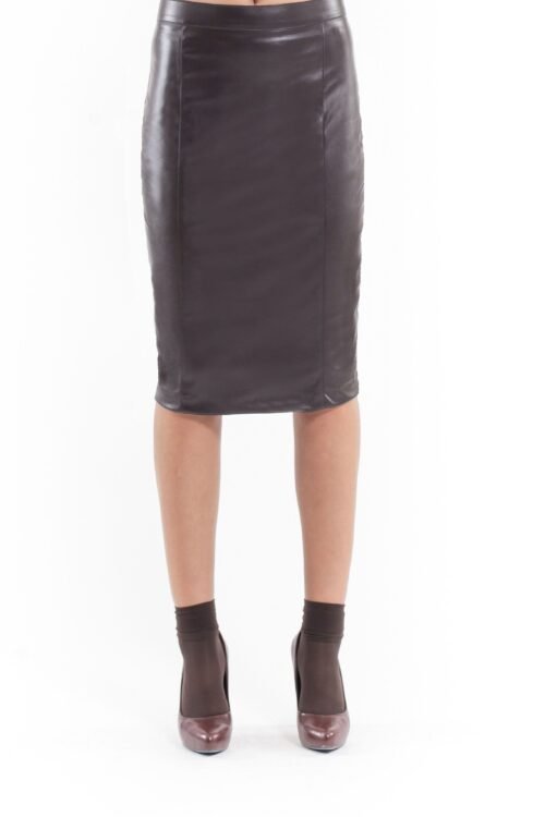 Faux Leather Pencil Skirt brown