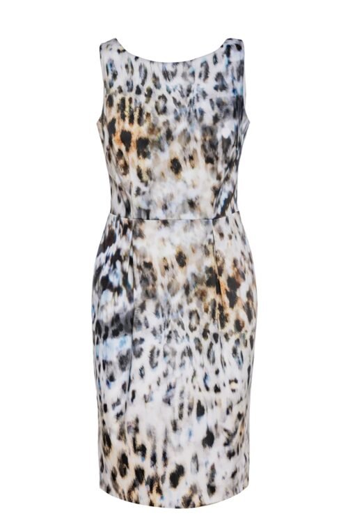 Sleeveless Fitted Animal Print Dress in Cotton Elastane