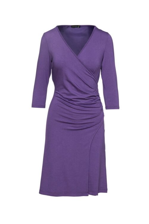 Faux Wrap Wool Dress in Jersey Fabric