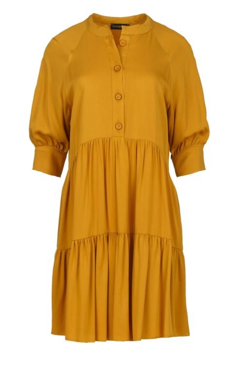 Loose Dark Mustard Ruffle Dress