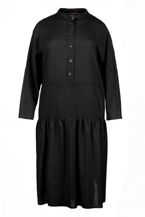 Oversized Black Dress with Buttons