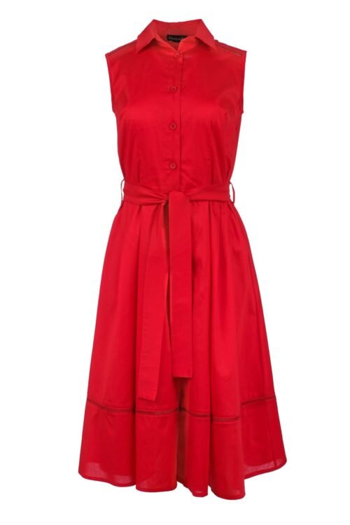 Red Button Dress with Pockets