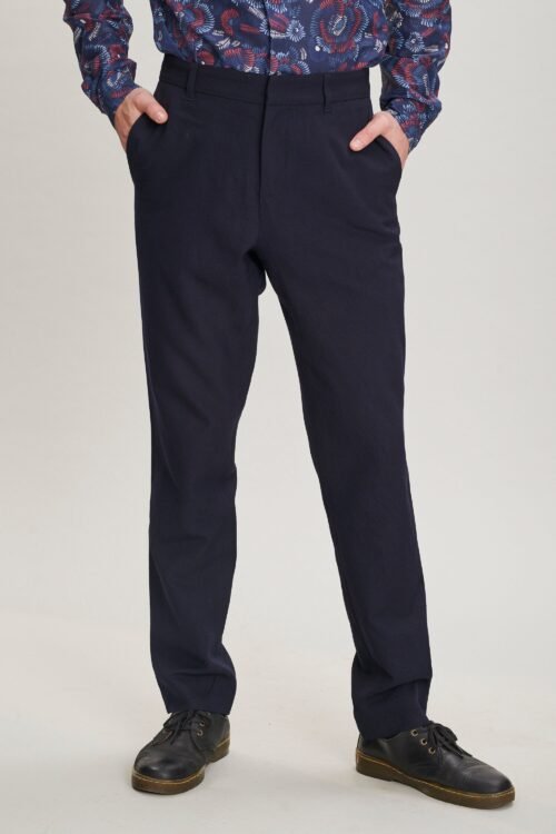 Town Trousers in the Finest Navy Blue Italian Soft Merino Wool by Bonotto