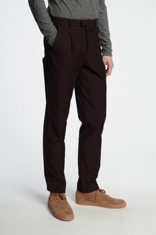 Bohemian Trousers in a Fine Dark Red Wine Italian Winter Cotton by Lanificio Subalpino