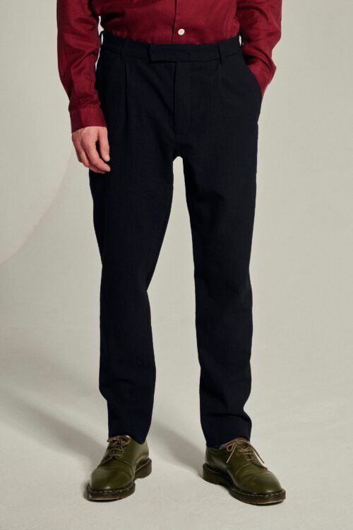 Bohemian Trousers in the Finest Navy Blue Italian Soft Merino Wool by Bonotto