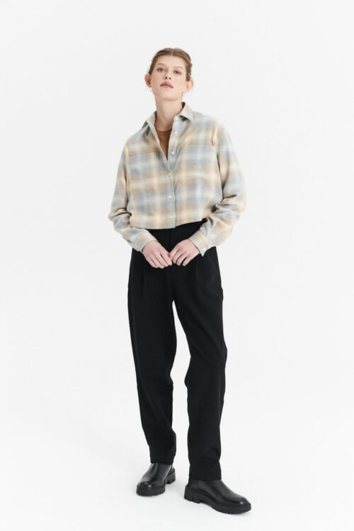 Cropped Shirt in the Utterly Soft Tonal Italian Cotton Flannel by Albini