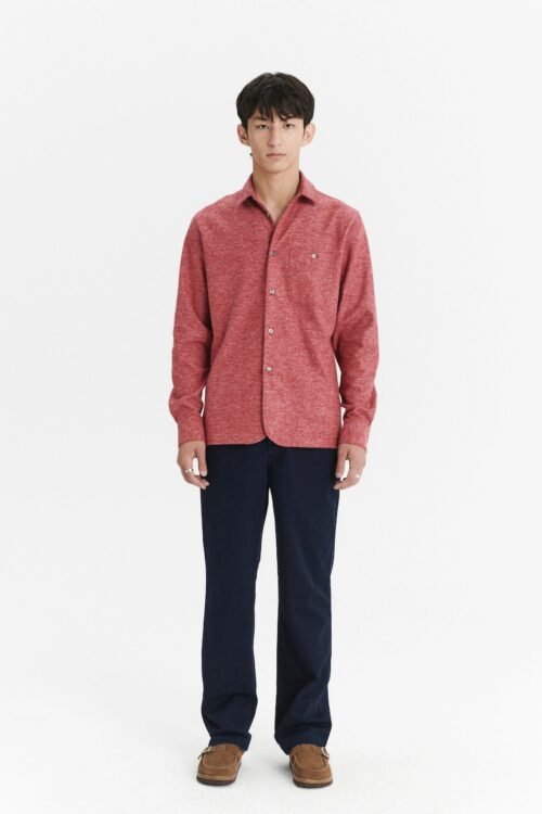 Strong Shirt in the Finest Melange Red Italian Cotton Flannel by Albini