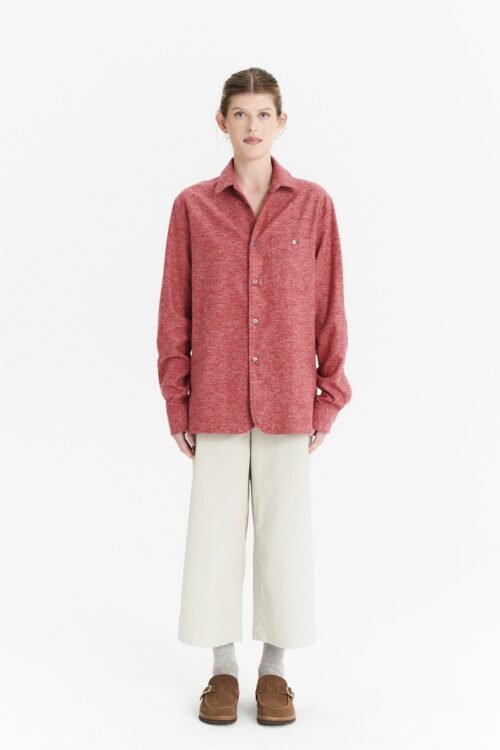 Strong Shirt in the Finest Melange Red Italian Cotton Flannel