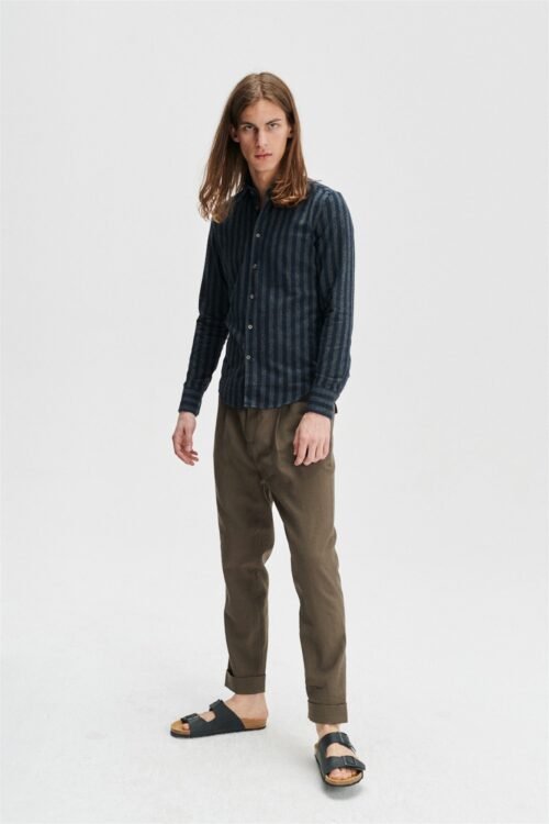 Feel Good Shirt in the Finest Boucle Striped Italian Cotton by Albini
