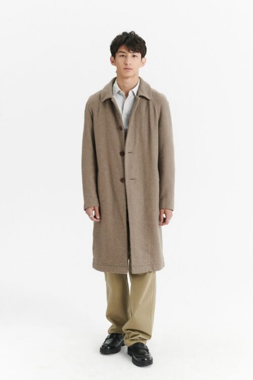 Relaxed Raglan Coat in a Clay Grey Double Sided Italian Wool