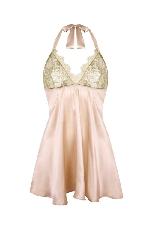 Harlow Silk and Gold Lace Babydoll