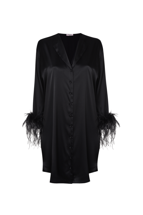Camille Silk and Feather Shirt Dress