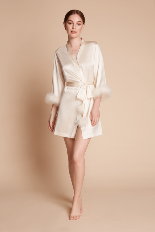 Celeste Silk and Feather Short Robe