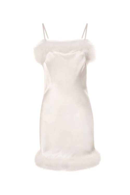 Coco Ivory Silk and Feather Slip Dress