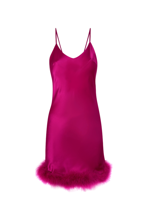 Kitty Silk and Feather Slip Dress