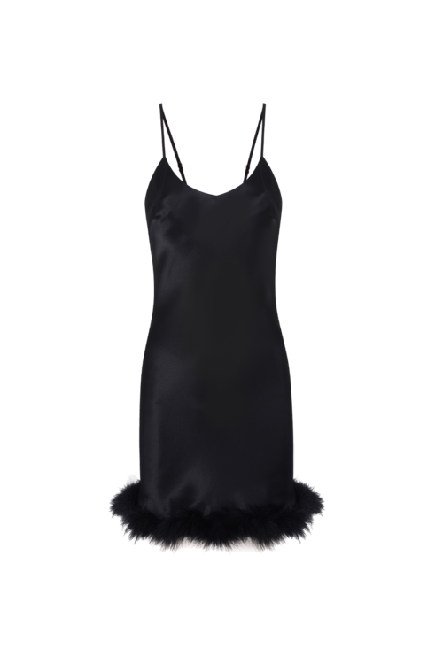 Kitty Feather Trim Slip Dress